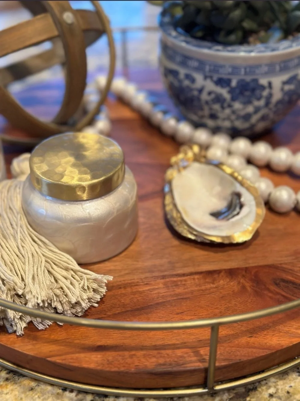 Small Blessing Bead Garland with Oyster and Tassel